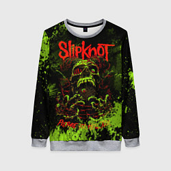 Свитшот женский Slipknot green череп, цвет: 3D-меланж