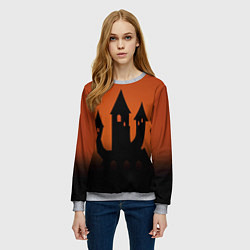 Свитшот женский Halloween - замок ведьм, цвет: 3D-меланж — фото 2