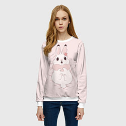 Свитшот женский Милый кролик на розовом, цвет: 3D-белый — фото 2
