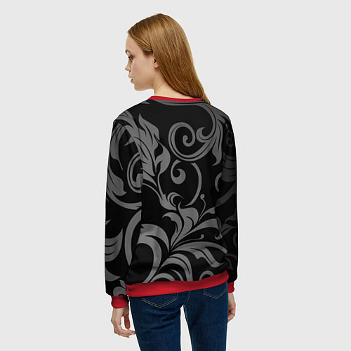 Женский свитшот Сова с золотыми глазами / 3D-Красный – фото 4