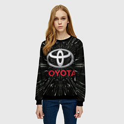 Свитшот женский Тойота, эмблема, автомобильная тема, цвет: 3D-черный — фото 2