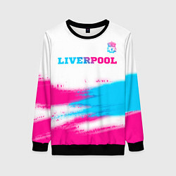 Свитшот женский Liverpool neon gradient style: символ сверху, цвет: 3D-черный