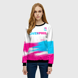 Свитшот женский Liverpool neon gradient style: символ сверху, цвет: 3D-черный — фото 2