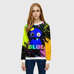 Свитшот женский Rainbow Friends - Blue, цвет: 3D-белый — фото 2