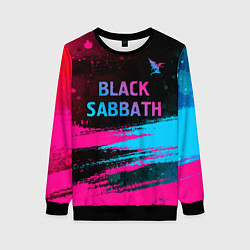 Свитшот женский Black Sabbath - neon gradient: символ сверху, цвет: 3D-черный
