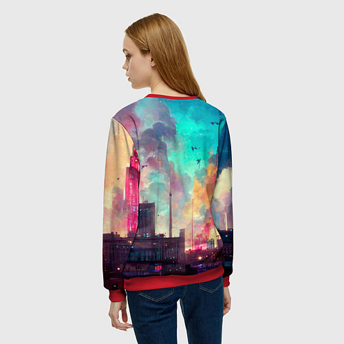 Женский свитшот Разъяренный город / 3D-Красный – фото 4