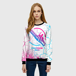 Свитшот женский Chainsaw Man neon gradient style, цвет: 3D-черный — фото 2