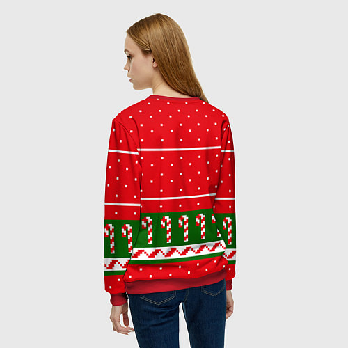 Женский свитшот Белый котик - игра в снежки / 3D-Красный – фото 4