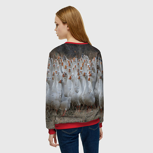 Женский свитшот Стая гусей - Gussi / 3D-Красный – фото 4