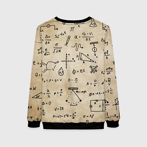 Женский свитшот Научные формулы на старой бумаге / 3D-Черный – фото 2
