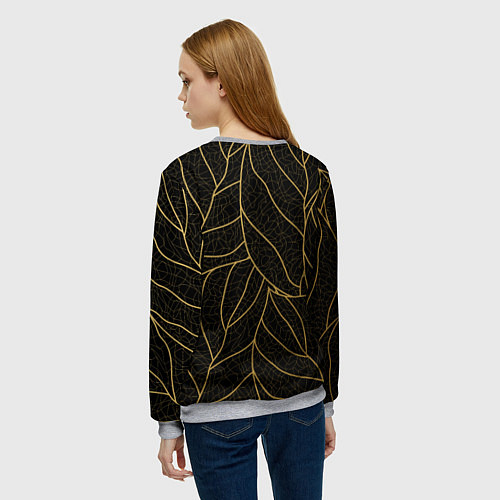 Женский свитшот Золотые листья градиент / 3D-Меланж – фото 4