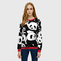 Свитшот женский С пандами паттерн, цвет: 3D-красный — фото 2