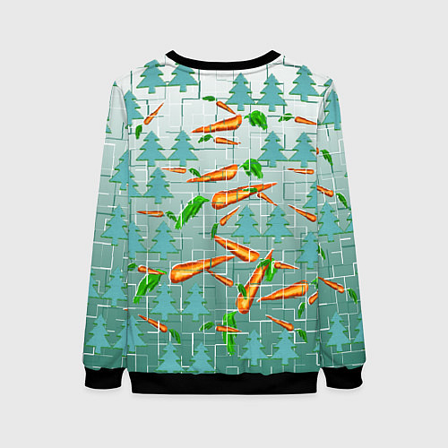 Женский свитшот Морковка в зимнем лесу / 3D-Черный – фото 2