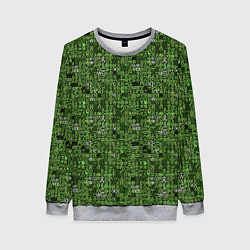 Свитшот женский Милитари иероглифы, цвет: 3D-меланж