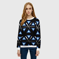 Свитшот женский Синие треугольники, цвет: 3D-белый — фото 2