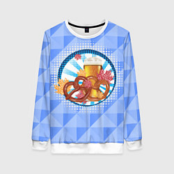 Свитшот женский Два брецелья с пивом и листьями клена, цвет: 3D-белый