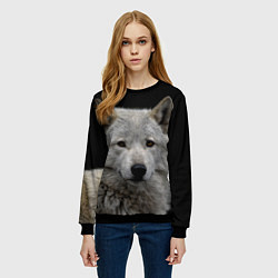 Свитшот женский Серый волк на темном фоне, цвет: 3D-черный — фото 2
