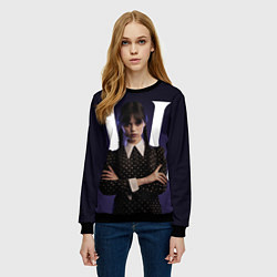 Свитшот женский W - значит Wednesday, цвет: 3D-черный — фото 2