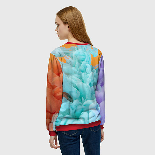 Женский свитшот Красочный и разноцветный дым / 3D-Красный – фото 4