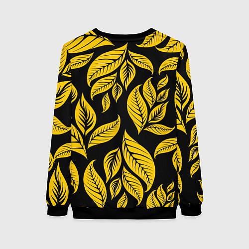 Женский свитшот Лиса на фоне жёлтых листьев / 3D-Черный – фото 2