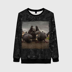 Свитшот женский Голуби клюют, цвет: 3D-черный