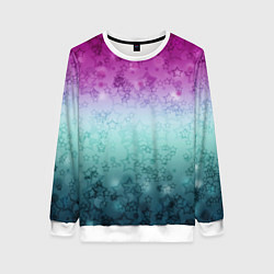 Женский свитшот Градиентный узор звезды розово-бирюзовый