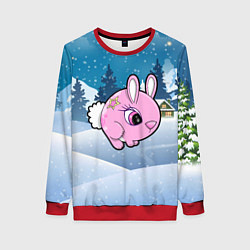 Свитшот женский Розовая круглая зайка, цвет: 3D-красный