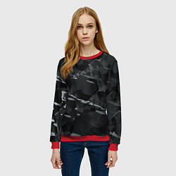 Свитшот женский Огромное множество тёмных кубов и шаров, цвет: 3D-красный — фото 2