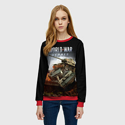 Свитшот женский World War Heroes логотип и танки, цвет: 3D-красный — фото 2