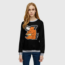 Свитшот женский Почита кушает тост, цвет: 3D-меланж — фото 2