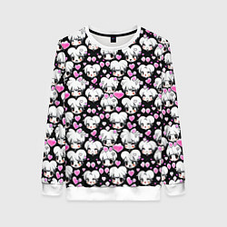 Свитшот женский Ахегао и сердечки, цвет: 3D-белый