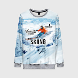 Свитшот женский Горные лыжи спуск, цвет: 3D-меланж