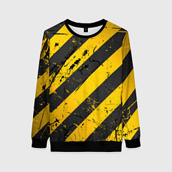 Свитшот женский WARNING - желто-черные полосы, цвет: 3D-черный