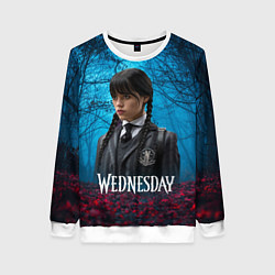 Свитшот женский Wednesday таинственный лес, цвет: 3D-белый