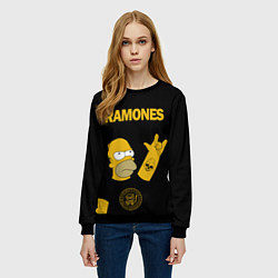 Свитшот женский Ramones Гомер Симпсон рокер, цвет: 3D-черный — фото 2