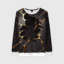Женский свитшот Трещины в пропасть: черно-золотой узор