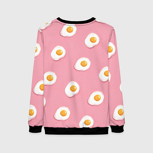 Женский свитшот Яичница на розовом фоне / 3D-Черный – фото 2