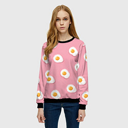 Свитшот женский Яичница на розовом фоне, цвет: 3D-черный — фото 2