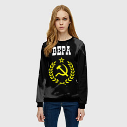 Свитшот женский Вера и желтый символ СССР со звездой, цвет: 3D-черный — фото 2
