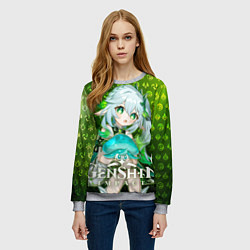 Свитшот женский Нахида - Малая властительница Кусанали элементали, цвет: 3D-меланж — фото 2