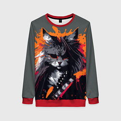 Женский свитшот Rocker Cat on a gray background - C-Cats collectio