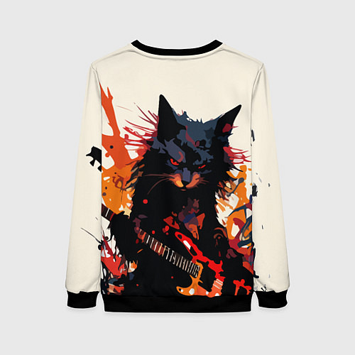 Женский свитшот Black rocker cat on a light background - C-Cats co / 3D-Черный – фото 2