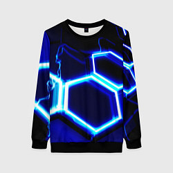 Свитшот женский Neon abstraction plates storm, цвет: 3D-черный