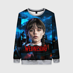 Свитшот женский Wednesday horror, цвет: 3D-меланж