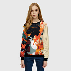 Свитшот женский Девушка идёт: силуэт, цвет: 3D-черный — фото 2