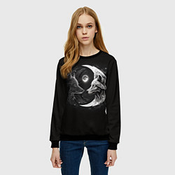 Свитшот женский Волки инь-янь луна, цвет: 3D-черный — фото 2