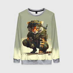 Свитшот женский Милитари тигр, цвет: 3D-меланж