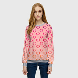 Свитшот женский Сердечный принт на день влюблённых, цвет: 3D-меланж — фото 2
