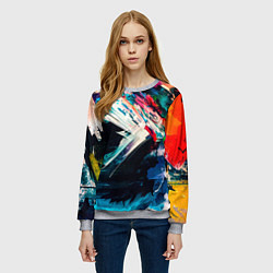 Свитшот женский Разноцветные мазки краски, цвет: 3D-меланж — фото 2