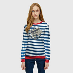 Свитшот женский Северный флот, тельняшка, цвет: 3D-красный — фото 2